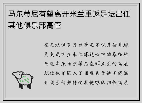马尔蒂尼有望离开米兰重返足坛出任其他俱乐部高管